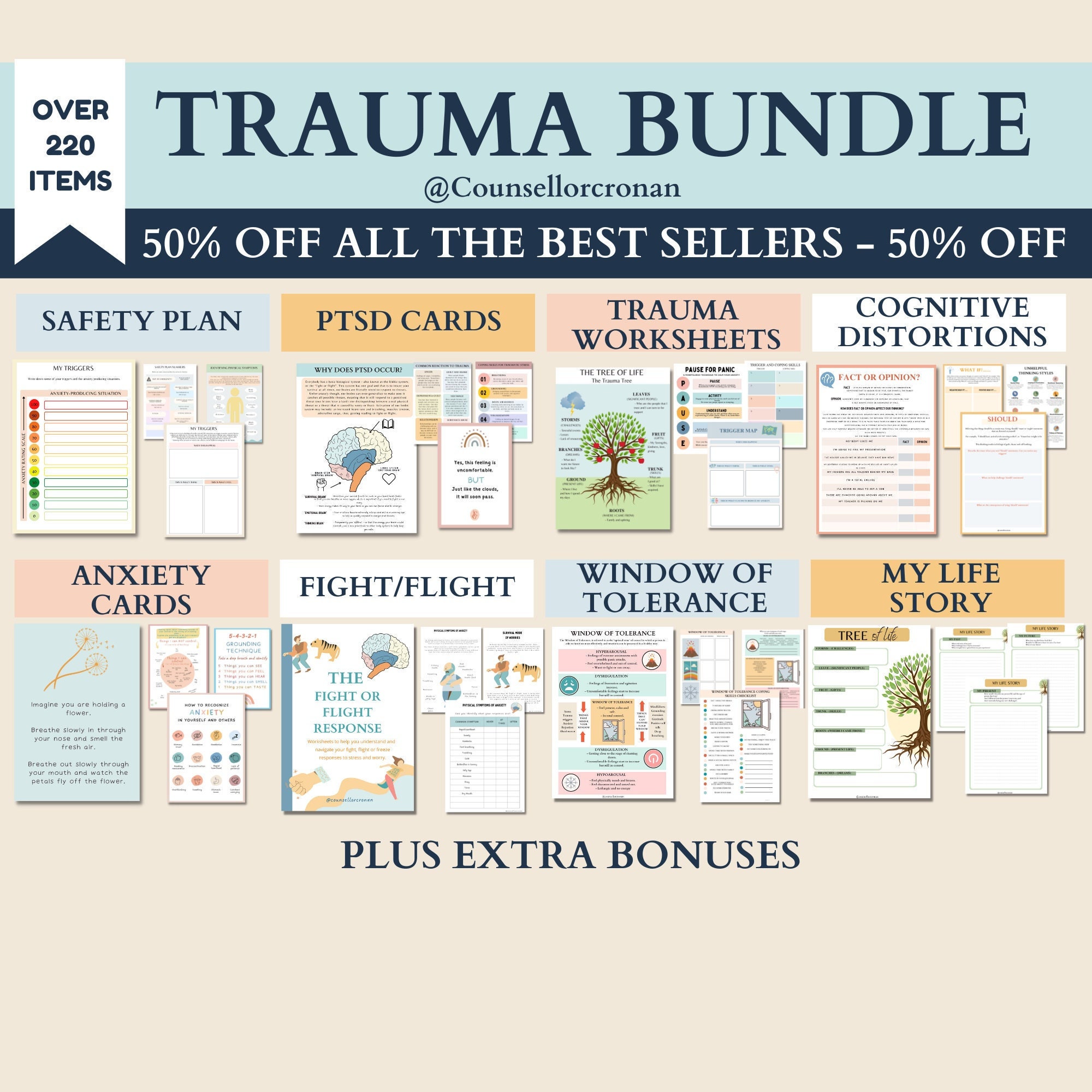 Trauma 50% off Therapy Bundle PTSD Worksheet BPD Coping - Etsy Australia