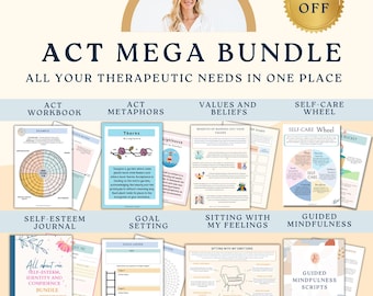 Acceptance therapy worksheet and cards bundle, acceptance commitment  bundle, therapy form, therapy office decor, therapy worksheet, SEL GAD