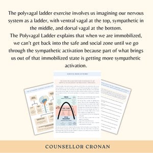 The Polyvagal Theory, Vagus nerve stimulation, psychology, therapy worksheets,Polyvagal Theory Cheatsheet for Nervous System Regulation, DBT image 4
