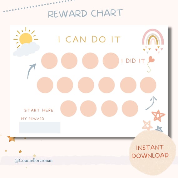 Printable Reward Chart Toddler Girl's Sticker Chart | Etsy