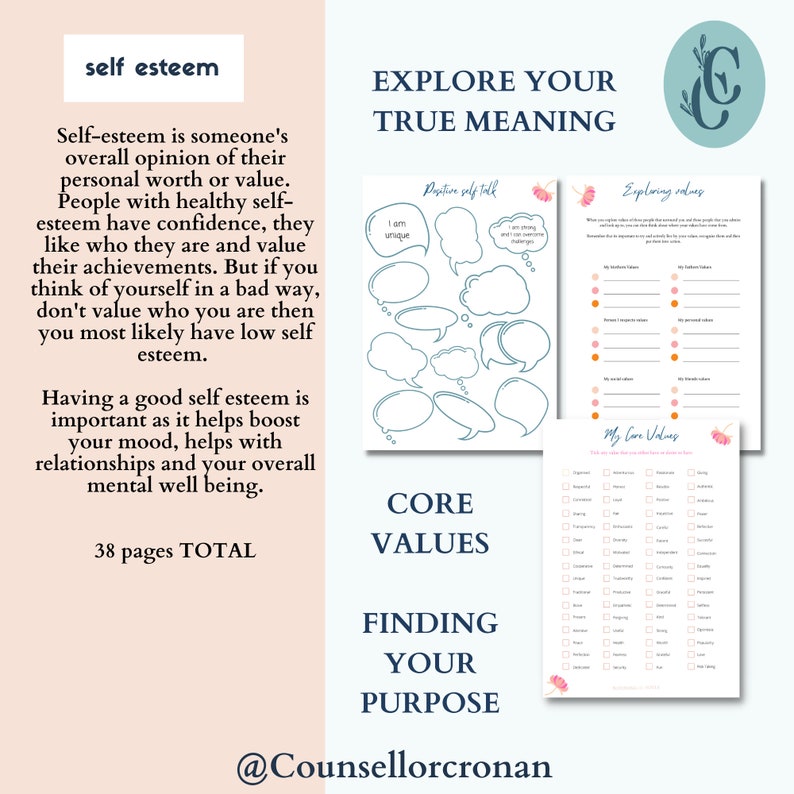 therapy worksheets etsy Self esteem worksheets therapy worksheets therapy resources image 2