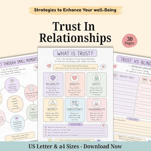 Trust In Relationships Therapy Workbook. Life Skills Personal Development. Couples Therapy. Friendship Journal.
