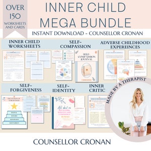 Inner child wounds workbook bundle, reparenting inner child, attachment wounds, journal, therapy worksheets, CBT, DBT