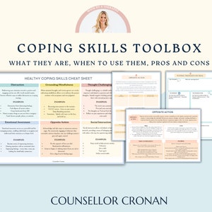 Coping Skills Toolbox. Accessing the different styles of coping skills. Self-regulation workbook. Therapy worksheets. Fillable digital book.