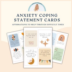 Anxiety cards, coping skills, therapy tools, mindfulness cards, DBT, therapist office, therapy office decor, social psychology, anxiety, CBT