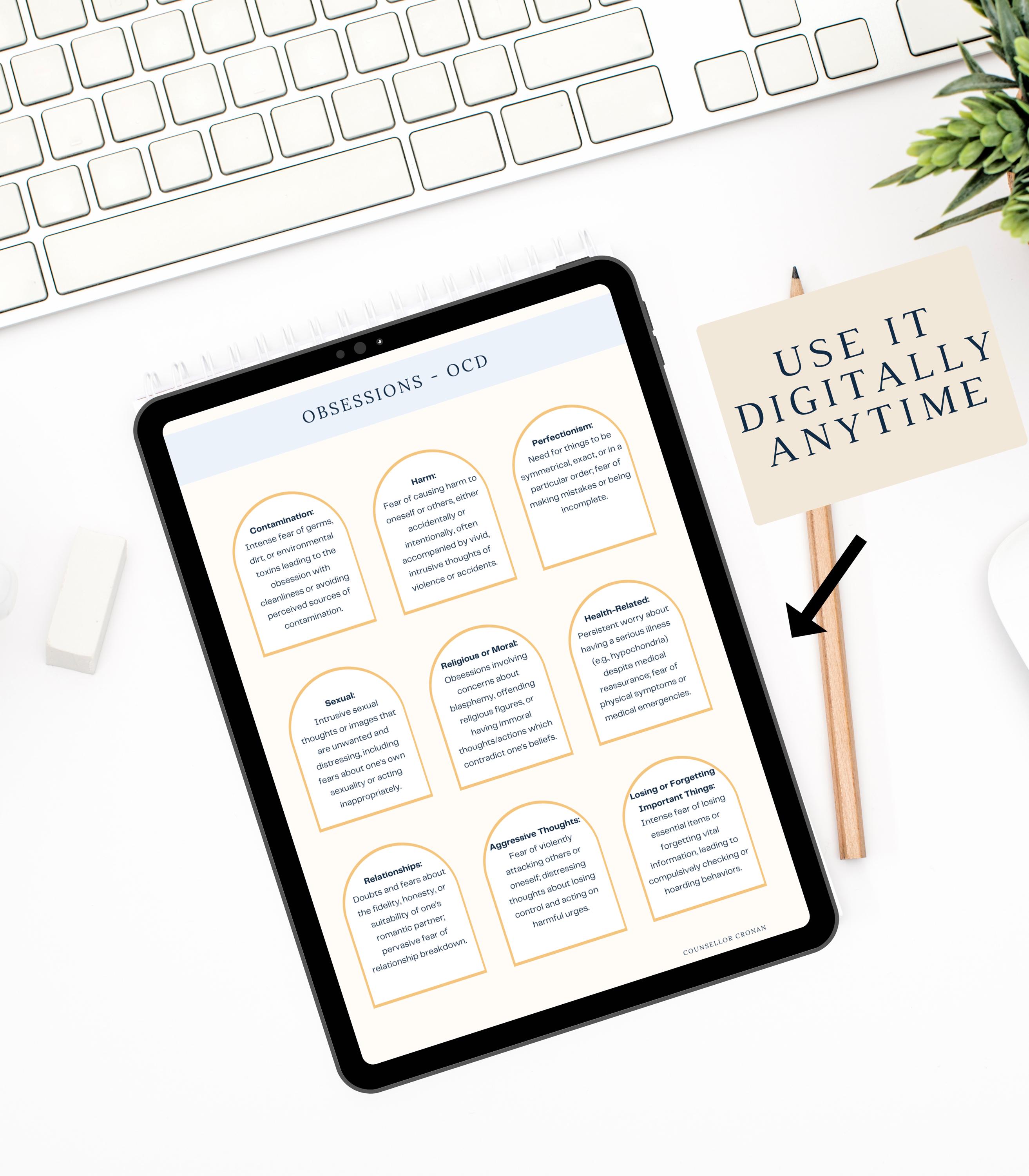 Obsessive Compulsive Disorder OCD Workbook, Intrusive Thoughts ...