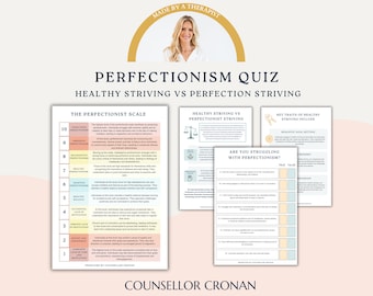 Perfectionism Scale and Quiz. Healthy Striving Vs Perfection Striving. Find The Right Balance. Perfectionist. Therapy Worksheets. Psychology