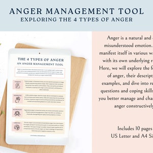 Anger management workbook. The four types of anger. Self-control. Emotional regulation worksheets. CBT therapy. Mental health book. Anxiety image 2