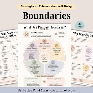 Boundaries workbook, DBT bundle, boundaries worksheets, therapy office decor, therapy tools, DBT skills, DBT therapy, social skills, anxiety