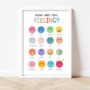 Rainbow feelings, feelings faces poster, all feelings are valid, check in, feelings check in, social emotional learning, counselling