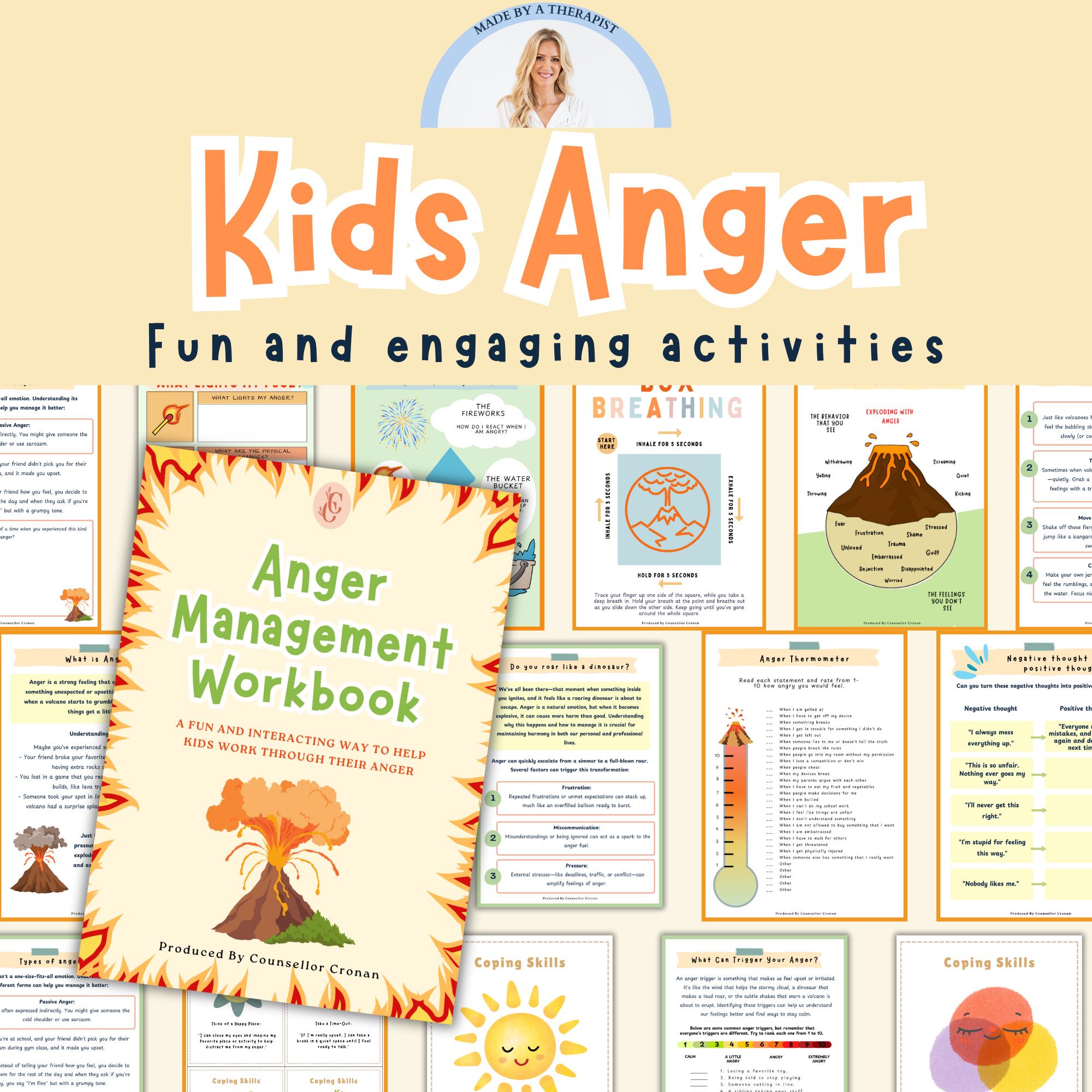 The anger cycle workbook, anger journal, anger iceberg, anger management, therapy office decor, social emotional learning, counselling