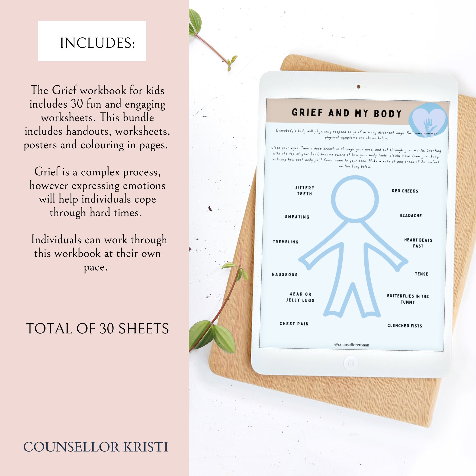 Kids Grief and Loss Worksheets Therapy Workbook Kids - Etsy