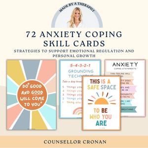 Tarjetas de afirmación de ansiedad, herramientas de terapia, rincón de calma, decoración de la oficina de terapia, técnica de conexión a tierra, alivio de la ansiedad, trabajo social escolar