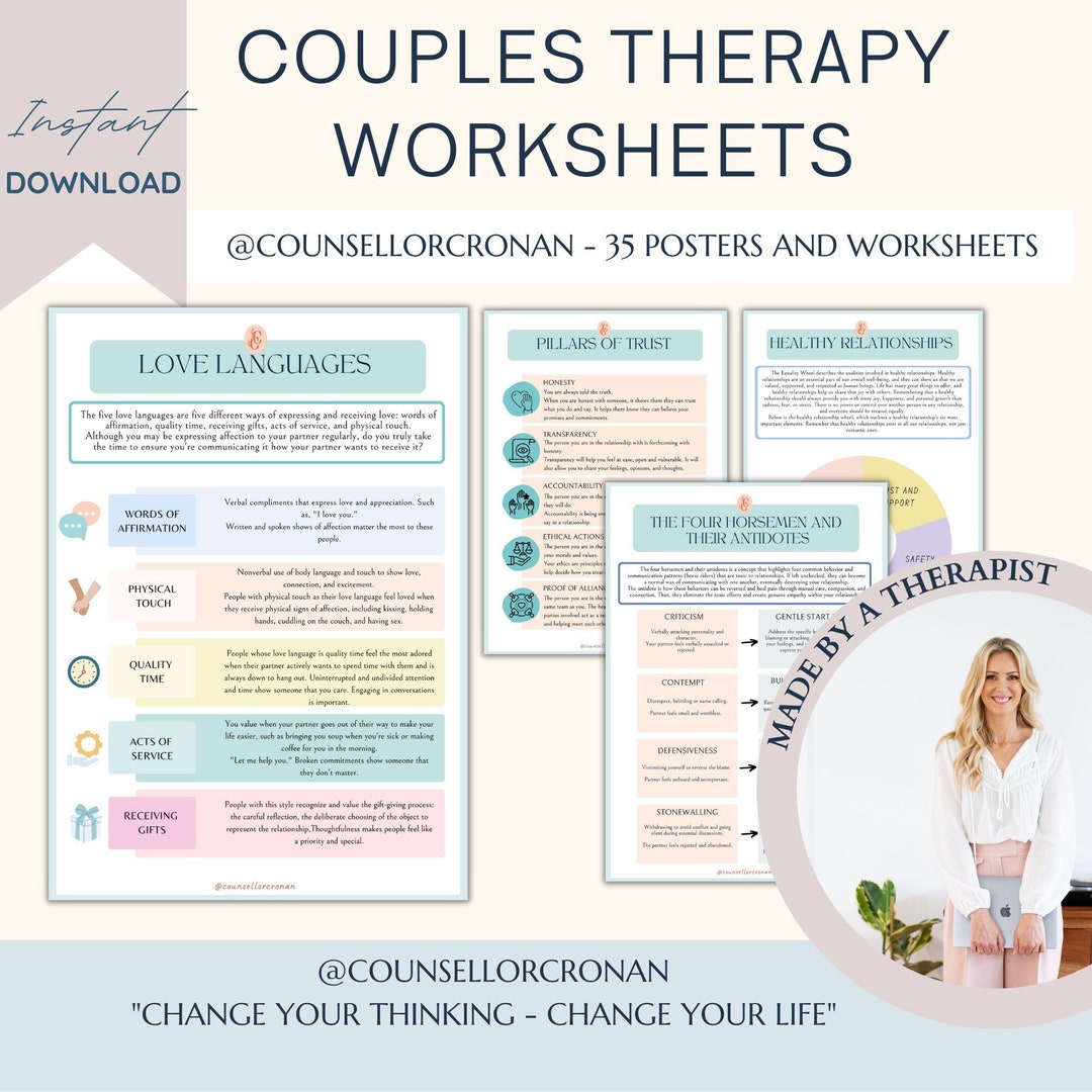 Couples Therapy Worksheets Couples Counseling Relationship - Etsy
