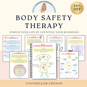 Caderno de exercícios de segurança corporal. Limites do corpo. Relacionamentos saudáveis. Terapia de habilidades para a vida. Jogos de terapia, Terapia de brincadeira, Terapia familiar. Aconselhamento