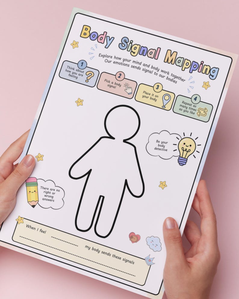 Kids Body Signal Mapping Activity. Emotion Interoception Chart. ADHD ...