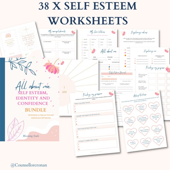 self esteem worksheets therapy worksheets therapy resources etsy australia