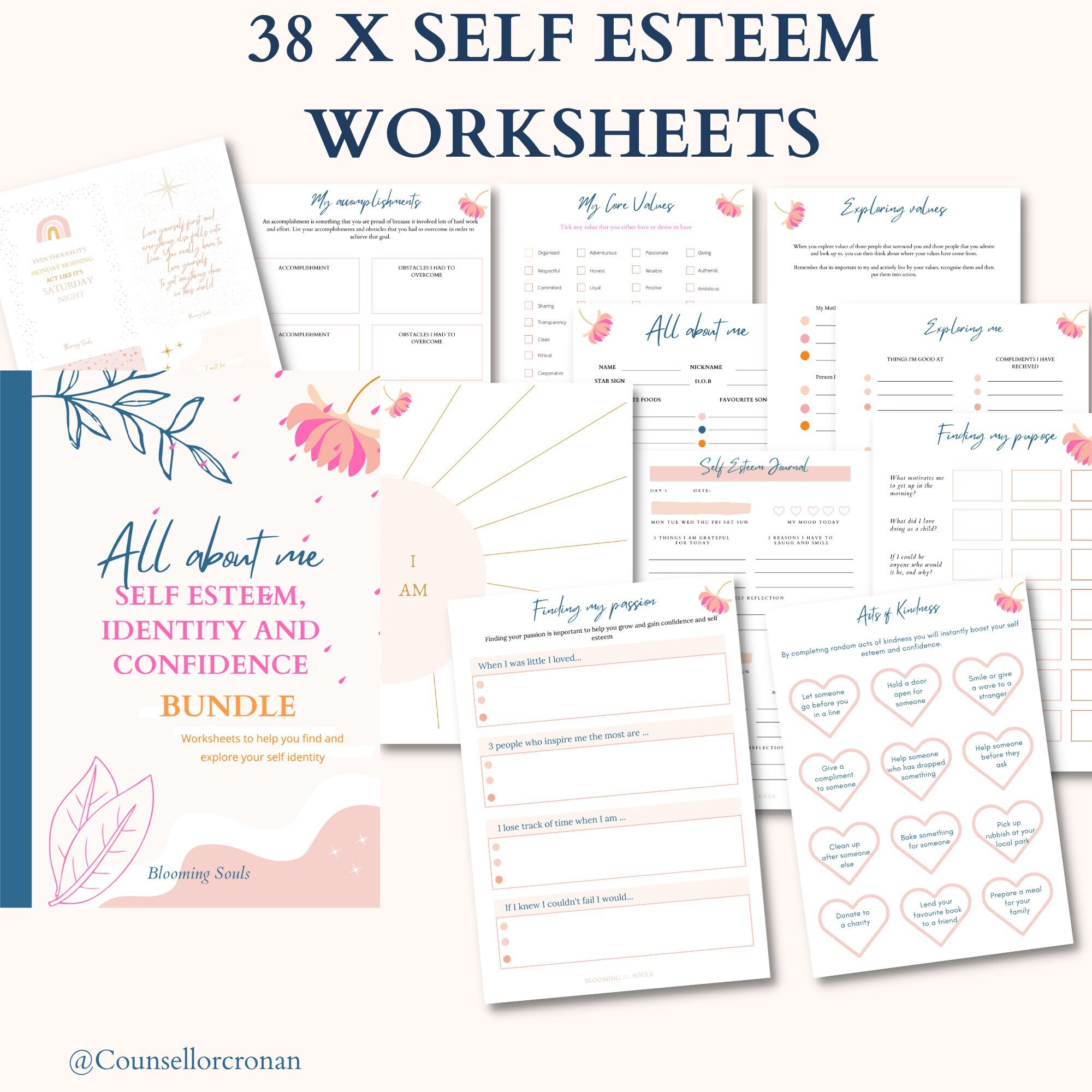 self esteem worksheets therapy worksheets therapy resources etsy