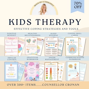 Pacchetto terapia per bambini. Abilità di vita. Resilienza emotiva. Risorse terapeutiche. Cura di sé. Pianificatore ADHD, controllo degli impulsi. Strumenti CBT. Psicologia