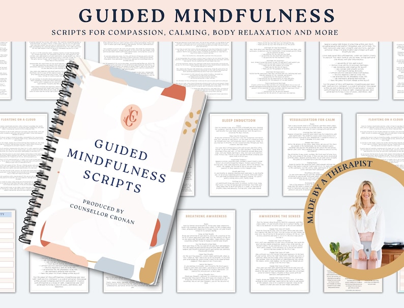 Guided Mindfulness Cards, Scripted Meditation Handouts, Therapy Office ...