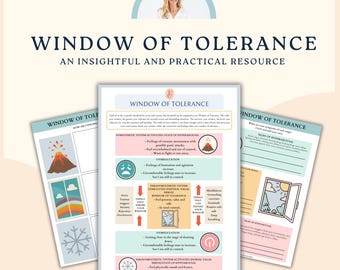Window of tolerance worksheet, trauma therapy, DBT, therapy office decor, therapy worksheet, therapy tools, social emotional learning,