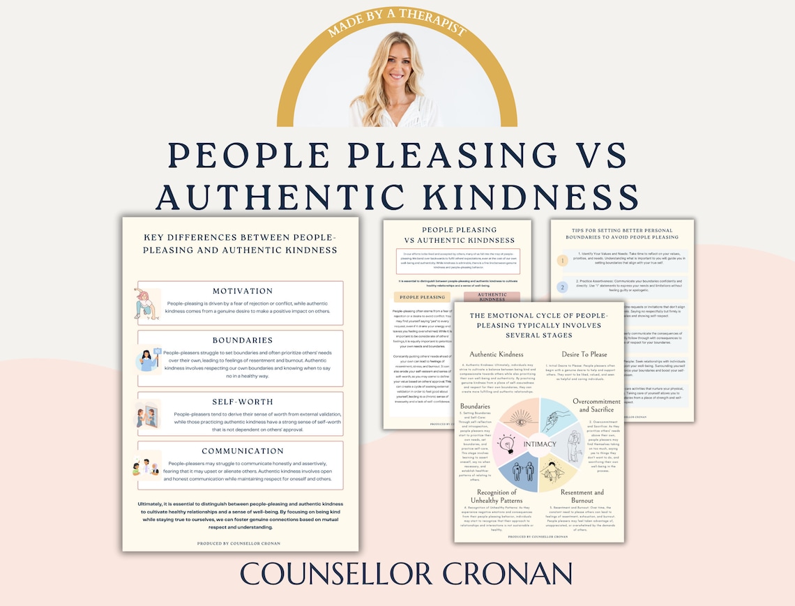 People Pleasing Vs Authentic Kindness Workbook. Self-help Worksheets ...