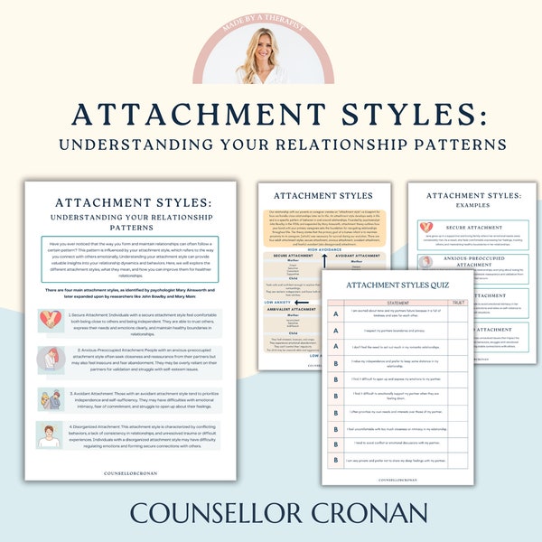 Attachment Styles -Understanding and Exploring Your Relationship Patterns. Building Secure Attachment Workbook. Therapist, psychologist, CBT