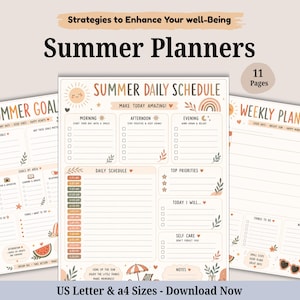 Sommer Planer 2026.Routine & Behaviour.Kids Sommer.Sommer Wochenplaner. Druckbare Haushaltstabelle, Wochenplaner, Tagesplaner. ADHS