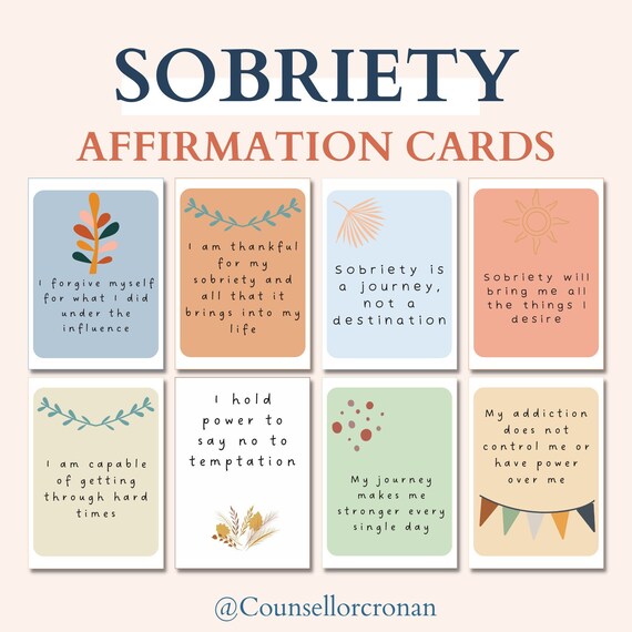 Sobriety Affirmation Cards Aa Recovery Addiction Coping - Etsy Hong Kong