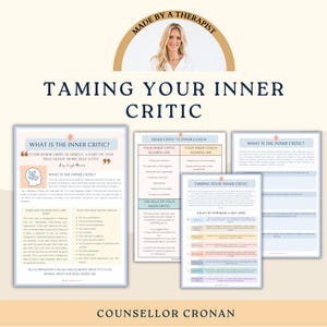 Inner critic workbook, self help, self healing, mental health journal, self love, thought challenging, emotional wellness, therapy tools