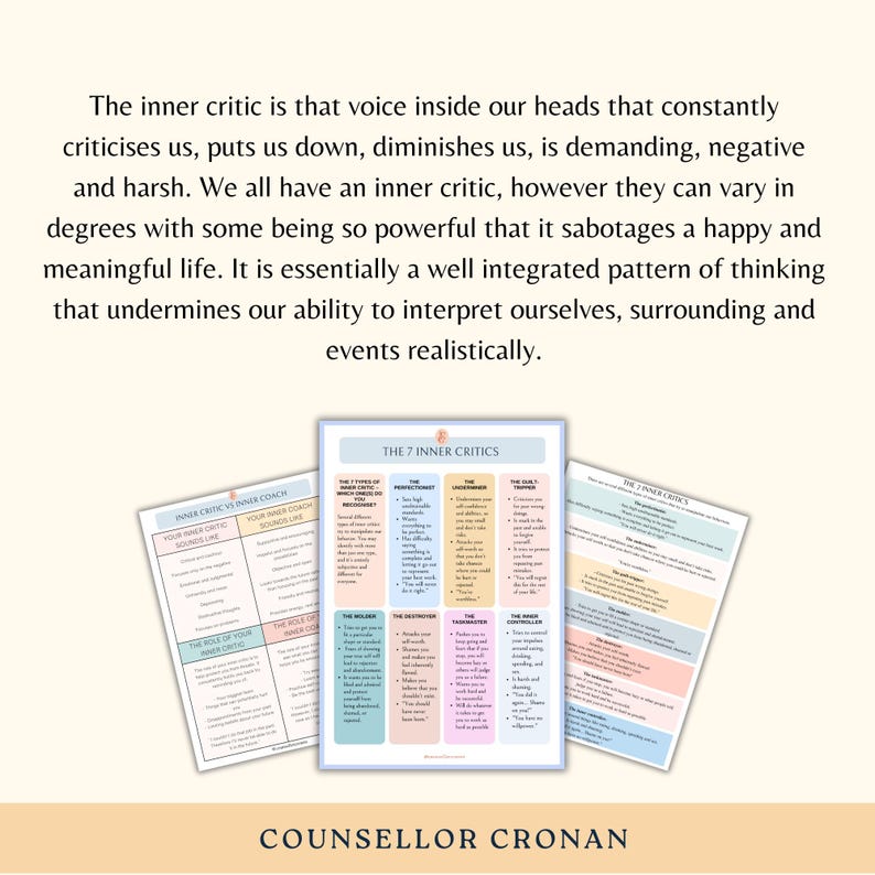 Inner Critic Workbook, Self Help, Self Healing, Mental Health Journal ...