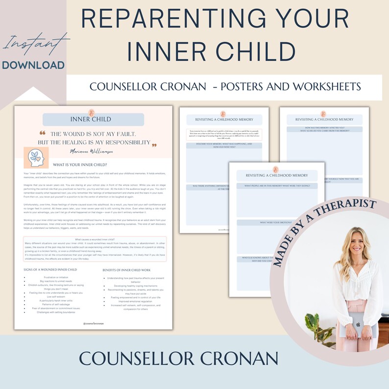 Inner Child Wounds Workbook Bundle, Reparenting Inner Child, Attachment ...