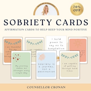 Cartes d'affirmation de la sobriété, récupération, capacités d'adaptation à la dépendance, cartes de récupération de la dépendance, cadeaux de sobriété - Pratique de la pleine conscience, thérapie