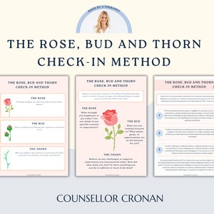 La herramienta del método Rose, Bud and Thorn Check-in. Recursos de psicólogos, trucos para padres, asesoramiento escolar, trabajador social, adolescentes, aceptación