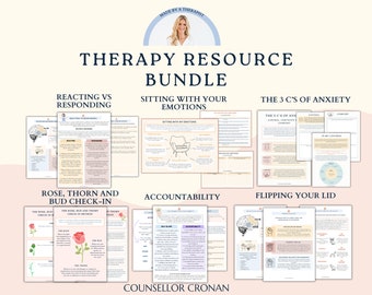 Therapy worksheet bundle Social Worker Worksheet Psychology Therapy Resources Handouts Counselor Workbook Anxiety self-esteem journal. CBT