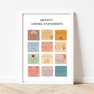 Plakat „Rzucanie wyzwania negatywnym myślom”, biuro pracownika socjalnego, wystrój gabinetu terapeutycznego, wystrój gabinetu terapeutycznego, psychologia, umiejętności radzenia sobie