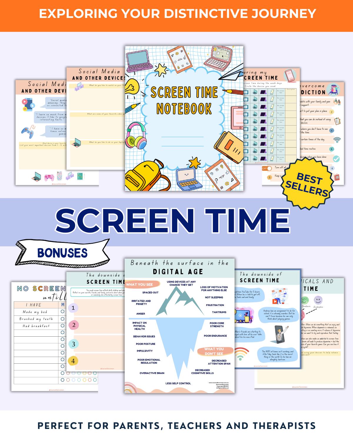 Screen Time Addiction Worksheets, Kids Therapy, Child Therapist ...