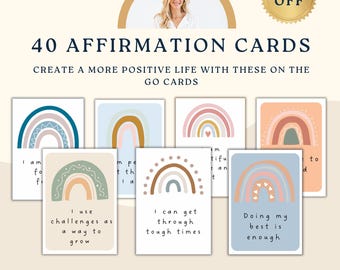 Cartes d'affirmation, cartes flash de citations positives, cartes d'affirmations, estime de soi, confiance en soi, soins personnels, décoration de bureau de thérapie, amour de soi, cbt
