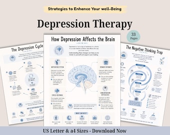 Depression Infographic Worksheet Set, Therapy Tools (Personal Use)