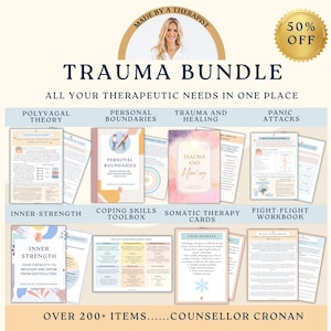 Trauma 50% off Therapy Bundle PTSD Worksheet BPD Coping, self-worth,Narrative Therapy, Safety Plan, Crisis Therapy, Cognitive Distortion