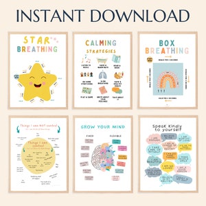 Set of 15 Calming Corner Posters, Kids Mental Health, Calm Down Kit ...