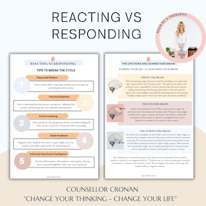 Responding Vs Reacting Worksheets. Therapy Worksheets - Etsy Australia