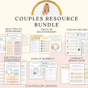 Couples Therapy Resource Bundle. Couples Counseling. Healthy Relationships. Communication skills. Trust. Building Boundaries. Self-Care love