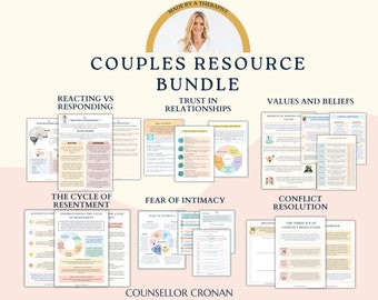 Couples Therapy Resource Bundle. Couples Counseling. Healthy Relationships. Communication skills. Trust. Building Boundaries. Self-Care love