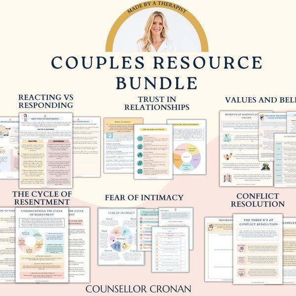 Couples Therapy Resource Bundle. Couples Counseling. Healthy Relationships. Communication skills. Trust. Building Boundaries. Self-Care love