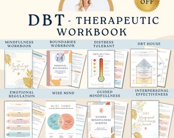 Megapaquete DBT. Terapia dialéctica conductual. Habilidades de tolerancia al estrés. Habilidades de atención plena. Recursos para terapeutas. Herramientas del cliente. Libros de trabajo