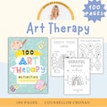 Art Therapy - 100 Worksheets for social-emotional learning. Life skills. Teen Therapy, kids counseling, social worker, CBT, DBT, Mindfulness product logo