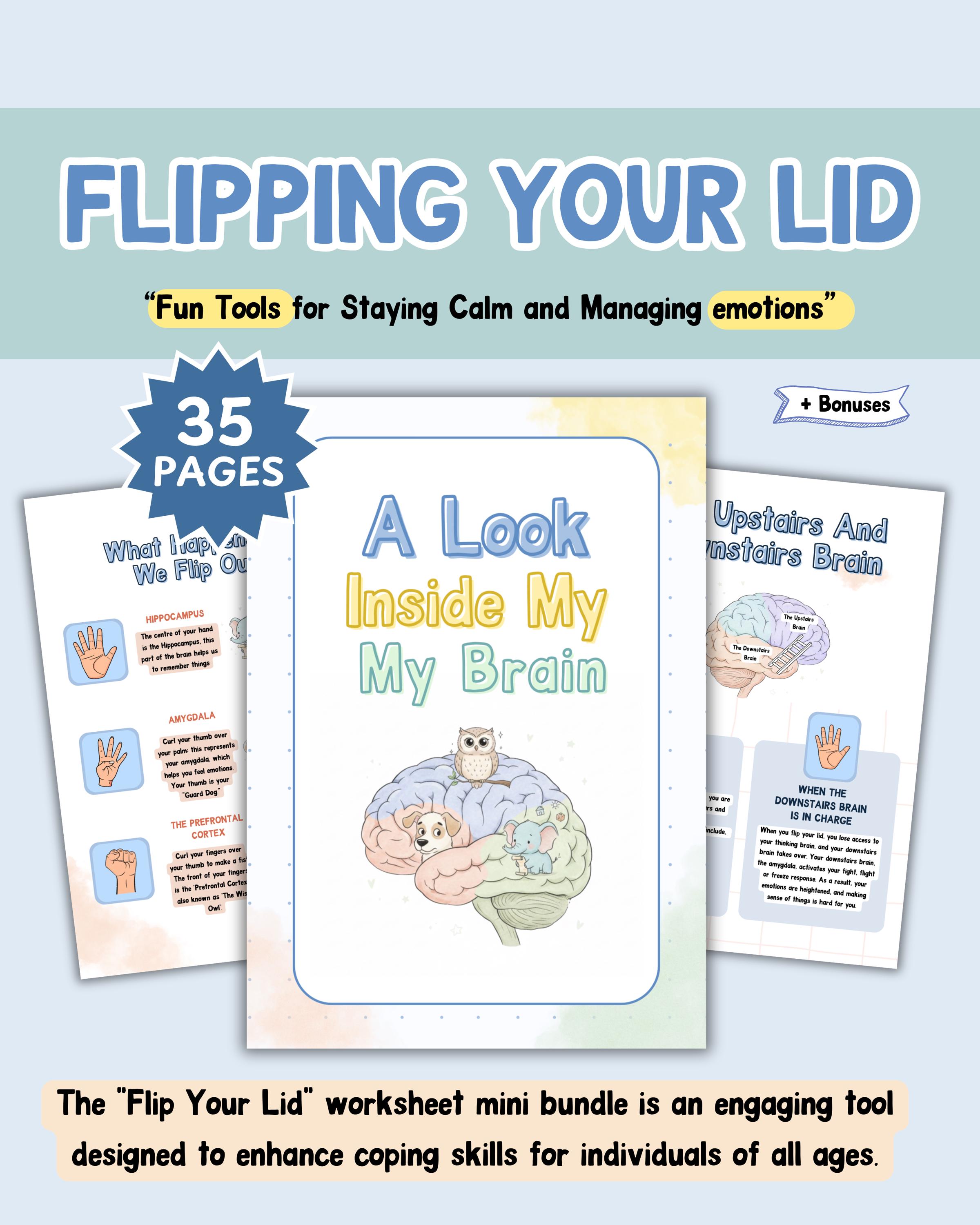 Flipping Your Lid. A Look Inside Your Brain. Worksheets for Kids. Brain Book. Therapy Prints - Etsy
