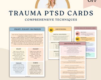 Trauma therapy cards, PTSD coping skills, panic attacks, trauma therapist, trauma surviver, healing cards, therapy office decor, DBT skills