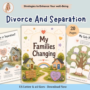 Cahier d'exercices sur le divorce pour enfants, journal de séparation, feuilles d'exercices sur la thérapie (téléchargement numérique)